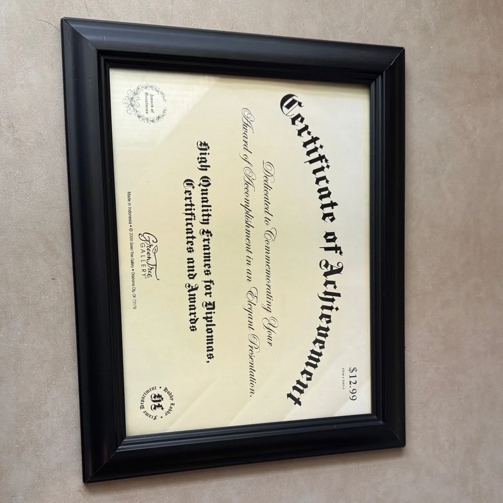 Green Tree Gallery Black Certificate Frame